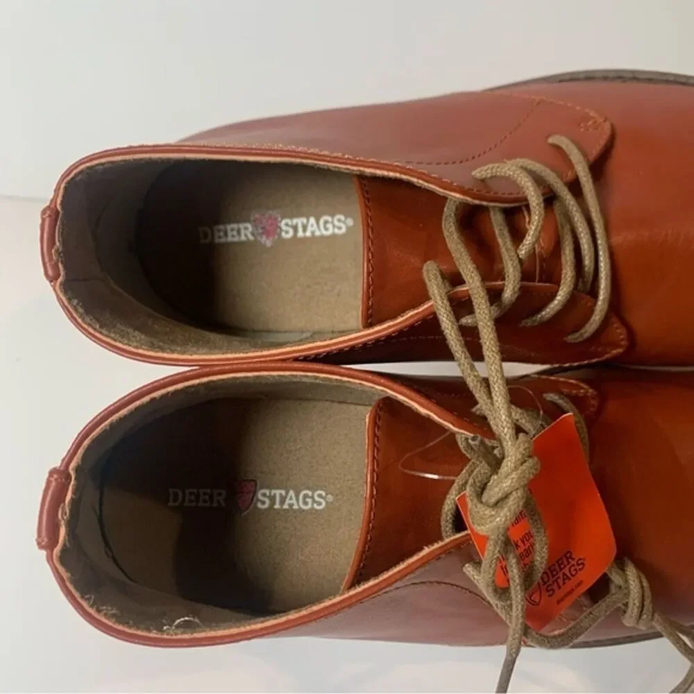 Deer Stags Boys Shoes 8M Brown/Tan Ballard Tie Dress Shoe Chukka Boot